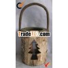 Rustic tree bark candle lantern