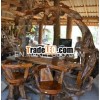 Bar counter with 4 bar chairs made from solid teak wood roots