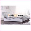 TOP full white leather queen bed frame hotel style (2821#)