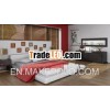 cream white leather bed,  white king size leather bed,  white leather platform bed 3022
