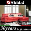 Red french style leather sofa