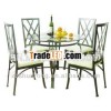 Modern temperedglass table and metal tube Dining table set