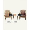 9046 wooden carved armchair with sofa cushion and tea table