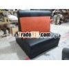 Fabric and leather double sofa