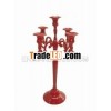 Five Arms Candle Stand Made of Aluminum With Red Powder Coated Finish