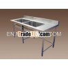 Stainless steel table with two sinks