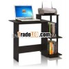 wooden computer desk, bookcase with computer desk
