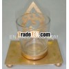 Glass T.Light Holder With Gold Foil Finish