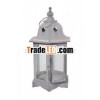 Metal Candle Lantern With Patina Finish