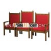 Church carved pulpit high back platform chair, with red fabric covered seat & back cusion, solid
