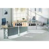 wood desktop with metal screen office furniture