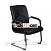 Visitor chair with chrome base and PU armrests Carmen 6040 Black Beige colors