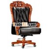 High Class Antique Genuine Leather Chinese Dragon Executive Chair Button Tufted King Chair ( FOHA-08