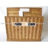 Rectangular bamboo/rattan newspaper rack with pressed bamboo