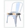 White Antique Metal Tolix Chairs, Stacking Metal Frame Tolix Chairs