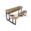 Wooden School Desk with Bench