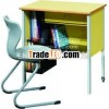 Student work table, Student desk and chair set, Single student wooden desk and PP chair