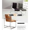 modern new design green leather and chrome metal legs restaurant chair, dining room chair