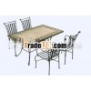 Elegant Outdoor Rectangular Marble 5Pc Dining Table Set