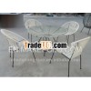 steel frame colorfull rattan table with chairs for outdoor