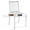 Hot Sale White Leather Chromed Legs Restaurant Chair