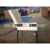 modern compact simple leather and chromed metal legs restaurant chair, dining room chair