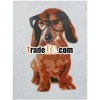 Handmade modern the squat pet dog with glasses Canvas Oil painting for hotel Decoration