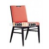 red upolstered steel dining chair