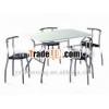Wood table top and black seat dining table sets (1 square-table 4chairs)