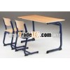 Wooden Double School Table and Chairs with Metal Frame