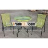 bright color PE rattan chair and table with steel frame for outdoor