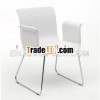 Chrome/stainless steel frame white/black leather armrest dining chair