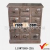 Multi drawers primitive finish white wood corner cabinet