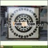 white and black dinner table, marble mosaic table, stone furniture