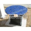 Round Marble Coffee Table Of Lapis Lazuli Gemstone