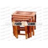 Wooden Nesting Table ~Wood Carving Table/Wooden Stool/Carved Wooden Table