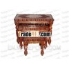 Wood Carving Full Brass Work Nested Table~Wooden Nested Table/Nested Table/Wood Carved Table/Vintage