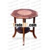 Wood Carving Round Center Table With Brass Work/Wooden Coffee Table/Wood Center table