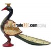 Peacocks decoration - Gold Painted by hand,  Wooden Carved Home Decoration Wooden Craft