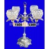 Nickel Plated Embossed Candelabra with Crystal Shade