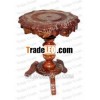 Wood Carving Round Table with fully Brass Work