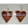 Zari Hand Embroidery Heart Shape Christmas Hanging