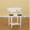 White Painted Furniture - 1 Drawer Oval Side Table With Shelf