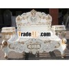 Indonesian Bedroom Sets Furniture - White and Gold of Rococo Bed set