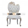 White and Gold Painted French Dining Chair