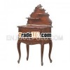 Mahogany Carved Bedside Table 2 Drawers with Top