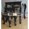 Antique French Furniture - Queen Anne Nest 3 Tables with Black Finish