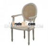 Silver and White Painted Chair with Rattan