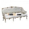 Bone Mahogany 3 Seater Carved Sofa with White Upholstered