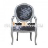 White Painted Chair with Upholstered Flower Motif